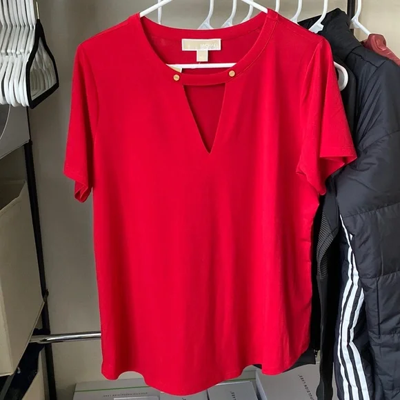 Michael Kors Tops New Michael Kors Keyhole Front Short Sleeve